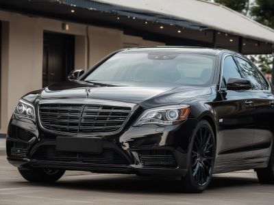Custom matte black paint job on luxury sedan